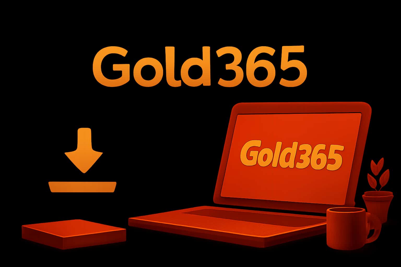 An informational scene illustrating the process of downloading the Gold365 application.