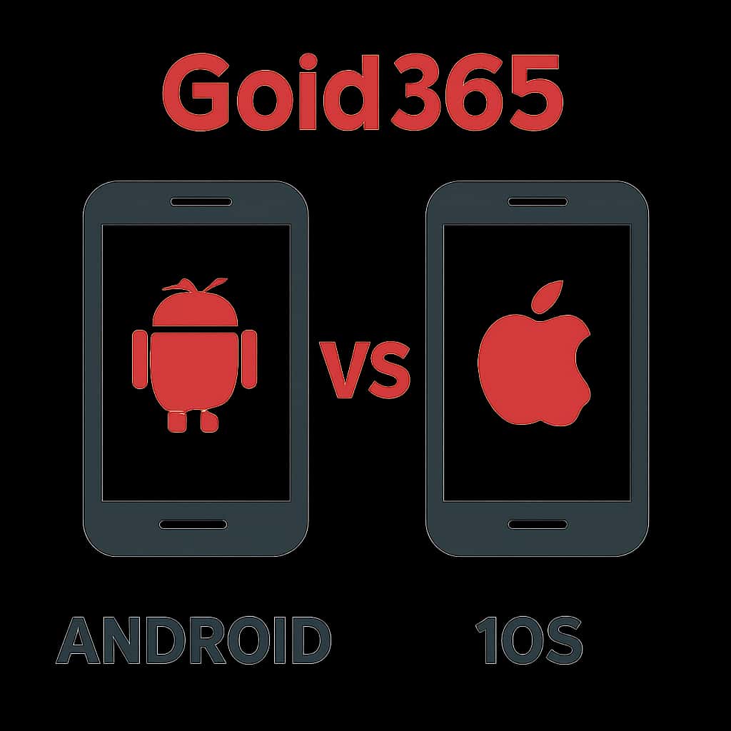 Diagram illustrating Gold365 app differences between Android and iOS.