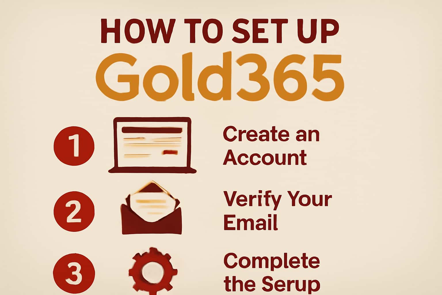 An informational scene illustrating the setup process for Gold365.