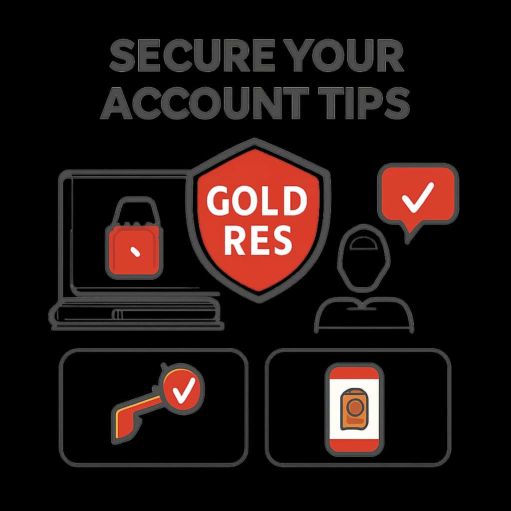 Illustration of steps to secure a Gold365 account.