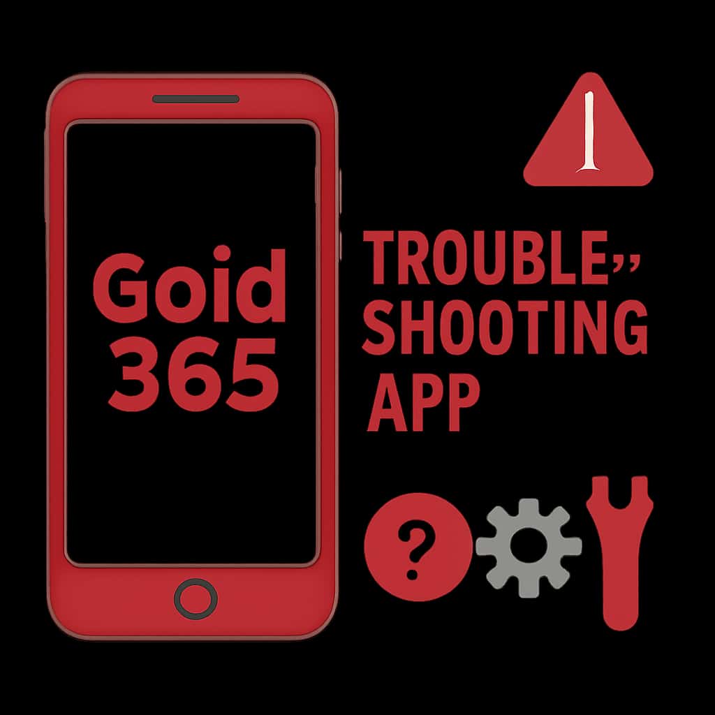 An educational diagram about troubleshooting procedures for the Gold365 app.